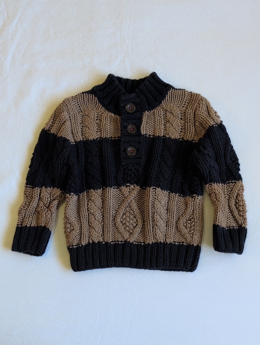 joe fresh thick cable knit striped cotton popover sweater 6-12 months baby boy